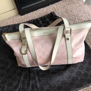 Vintage Pastel Pink White Monogram Gucci Bag